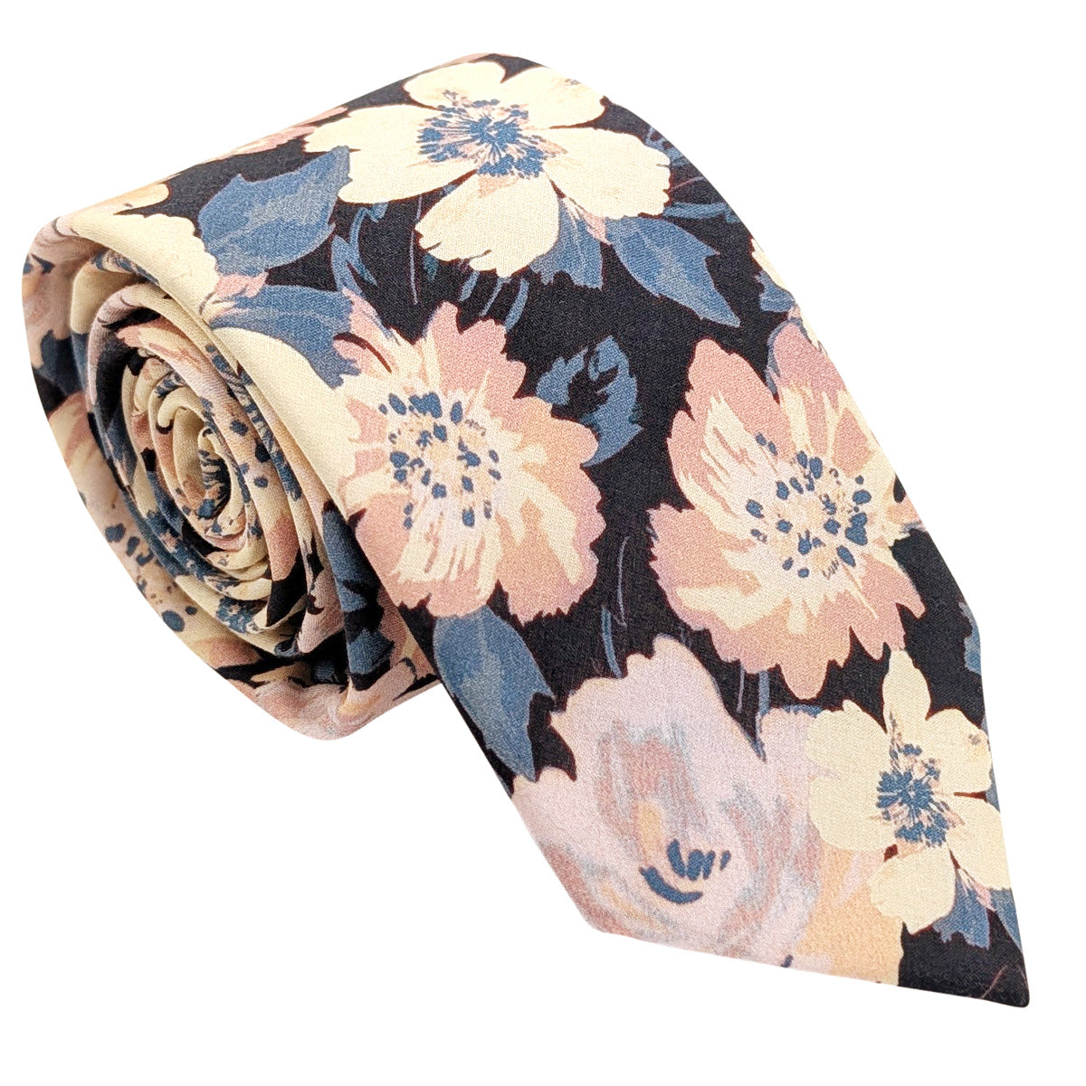 Peach-Flowers-Cotton-Wedding-Tie