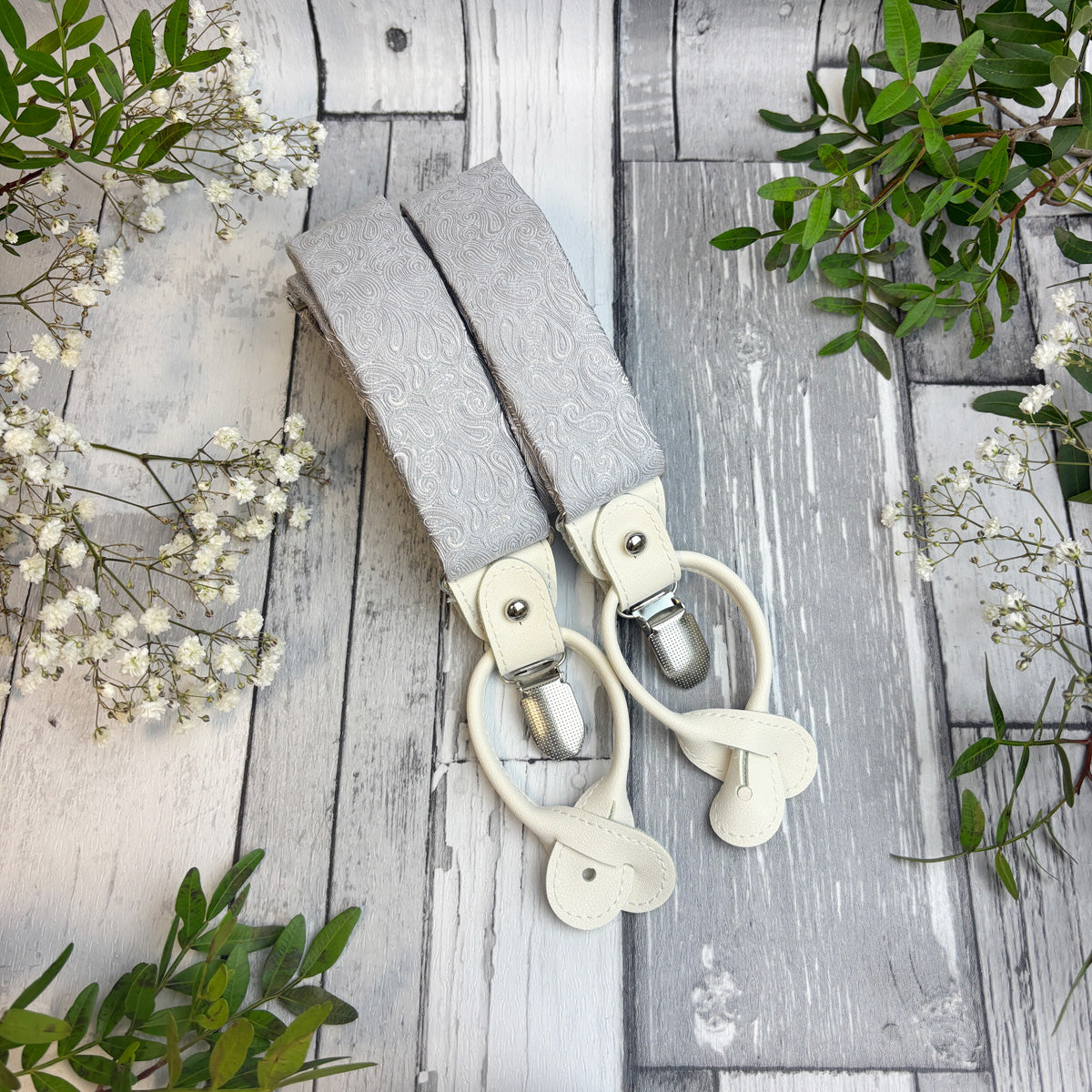 Pearl Grey Paisley Braces