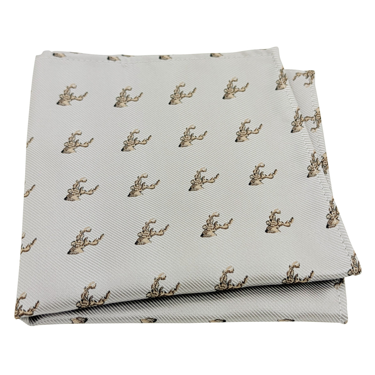 Pearl Grey Stags Pocket Square
