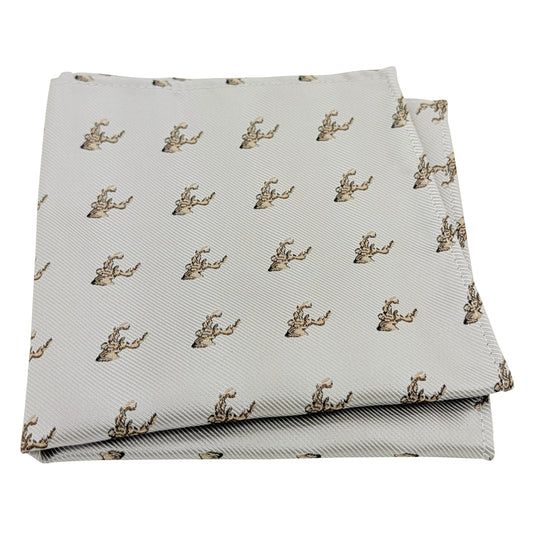 Pearl Grey Stags Pocket Square