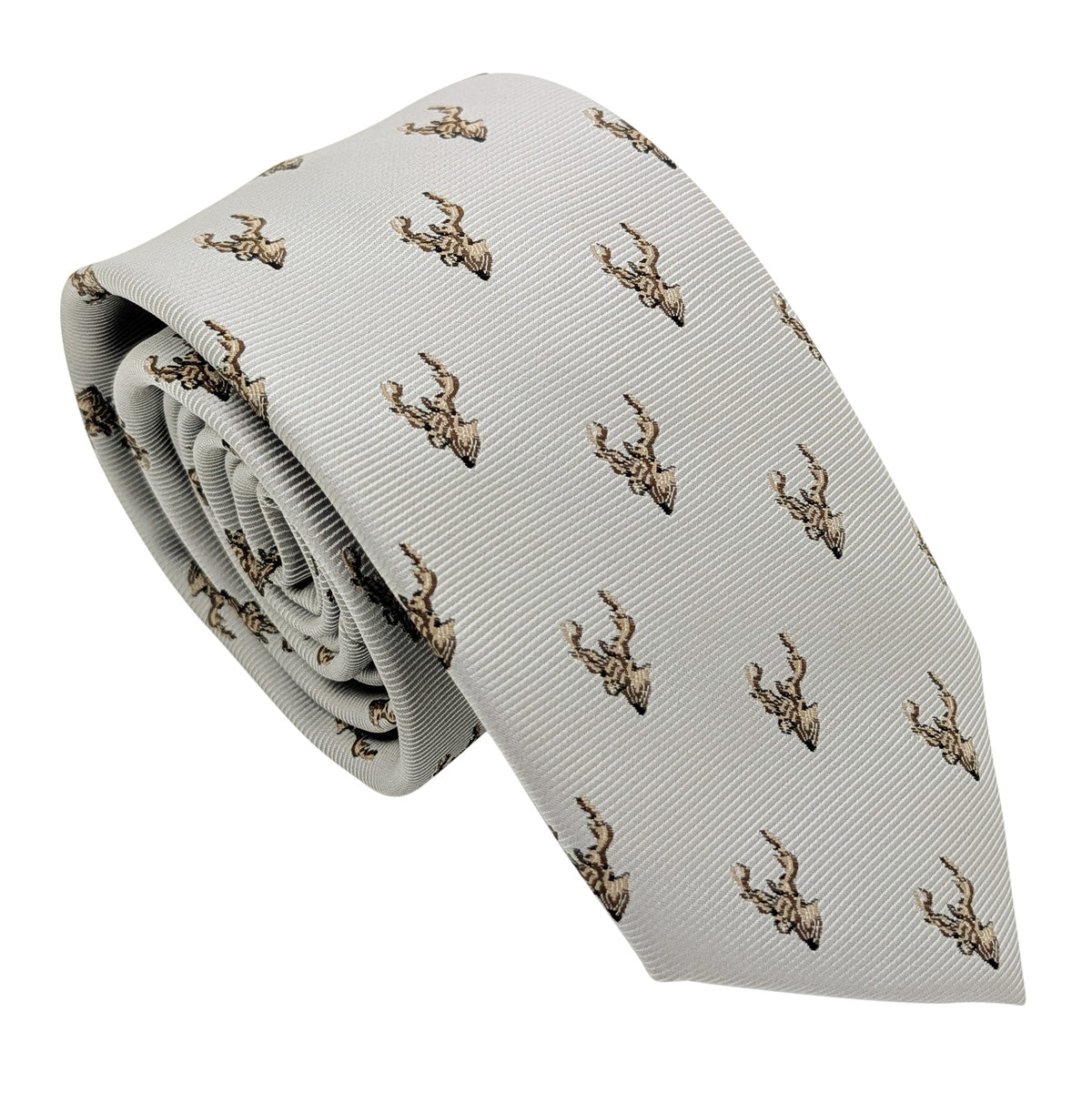 Pearl Grey Stags Wedding Tie