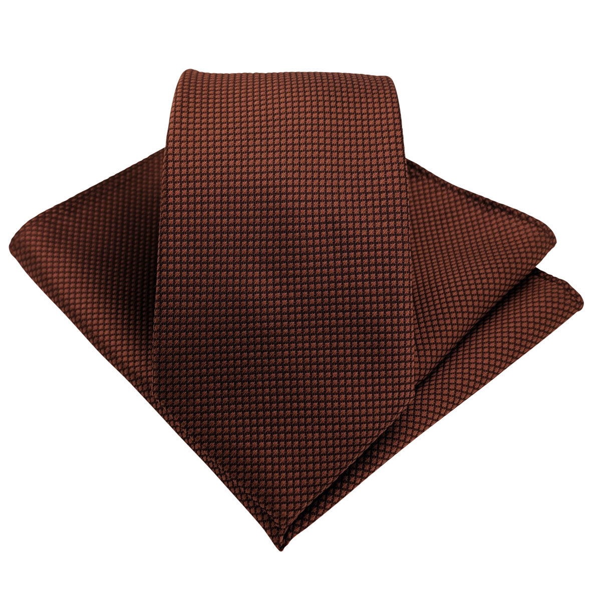 Pecan Textured Wedding Tie and Pocket Square Set