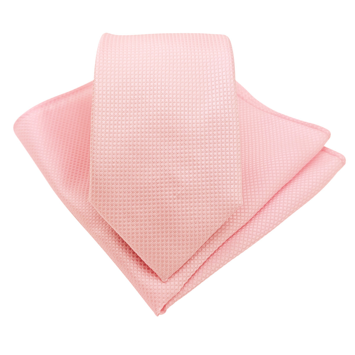 Peony Pink Textured Weddin Tie and Pocket Square Set