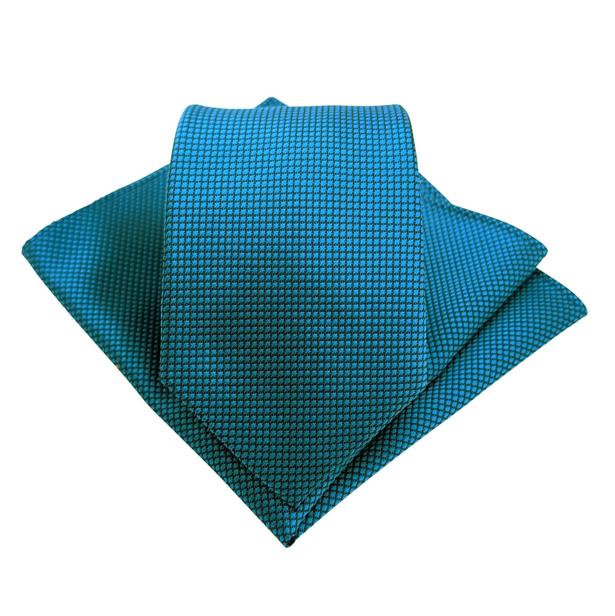 Petrol Blue Textured Wedding Tie and Pocket Square Set