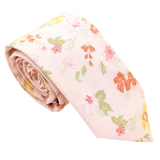 Pink-Delicate-Flowers-Cotton-Wedding-Tie