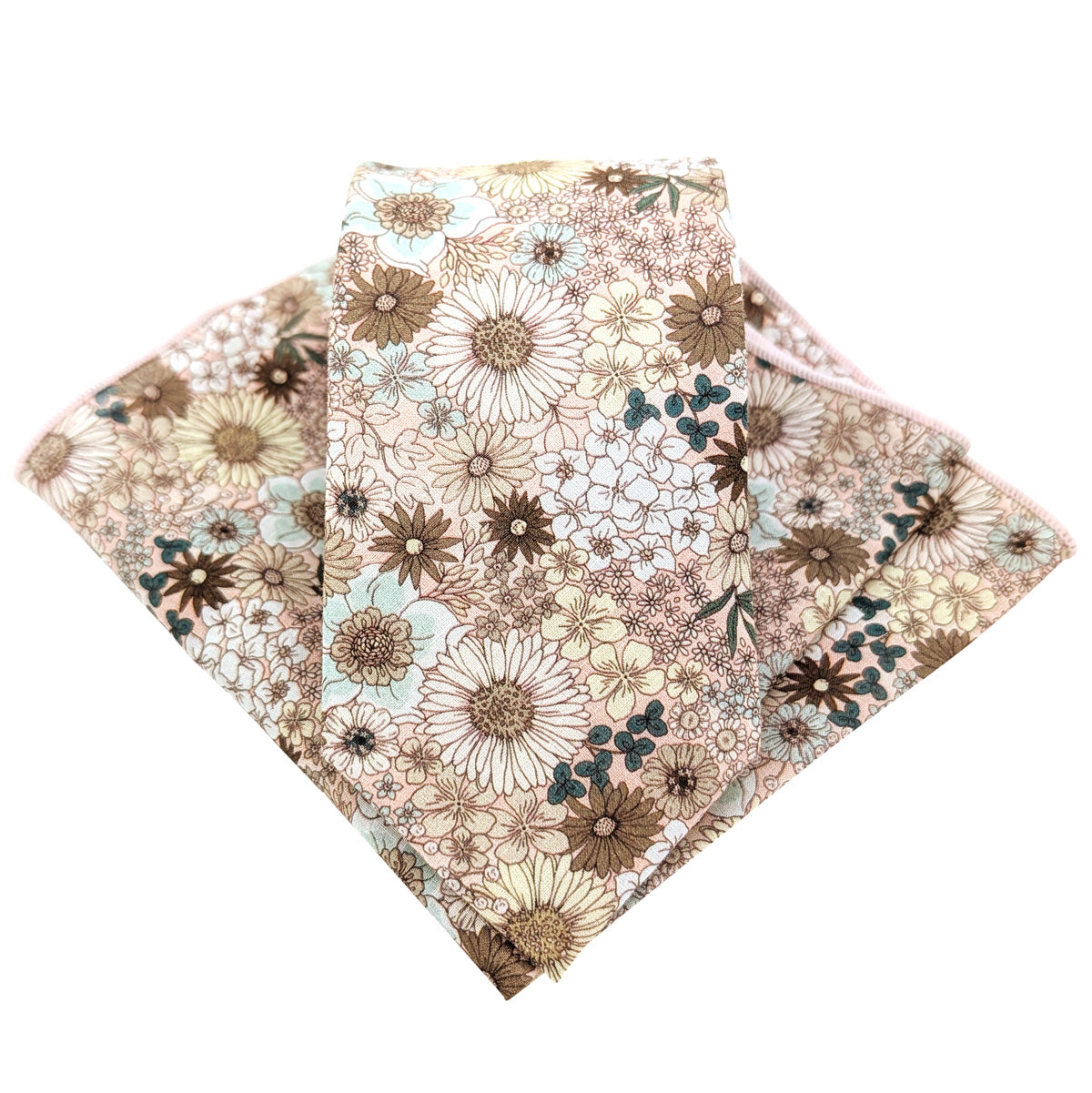 Pink-Garden-Flowers-Cotton-Tie-and-pocket-square-set