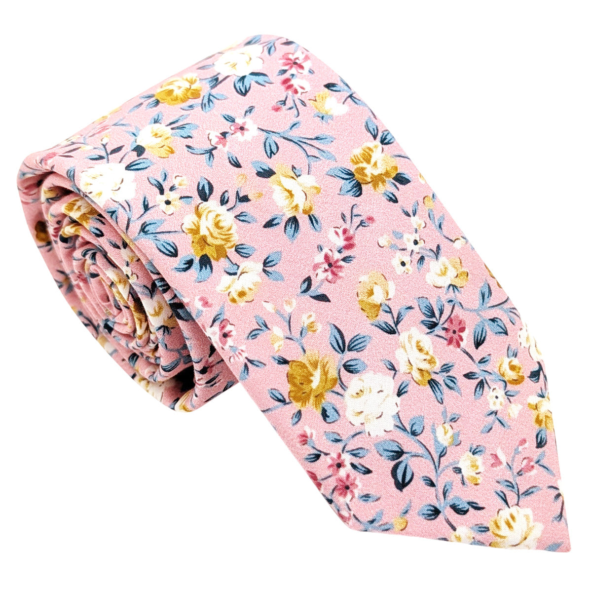 Pink-Garden-Roses-Cotton-Wedding-Tie