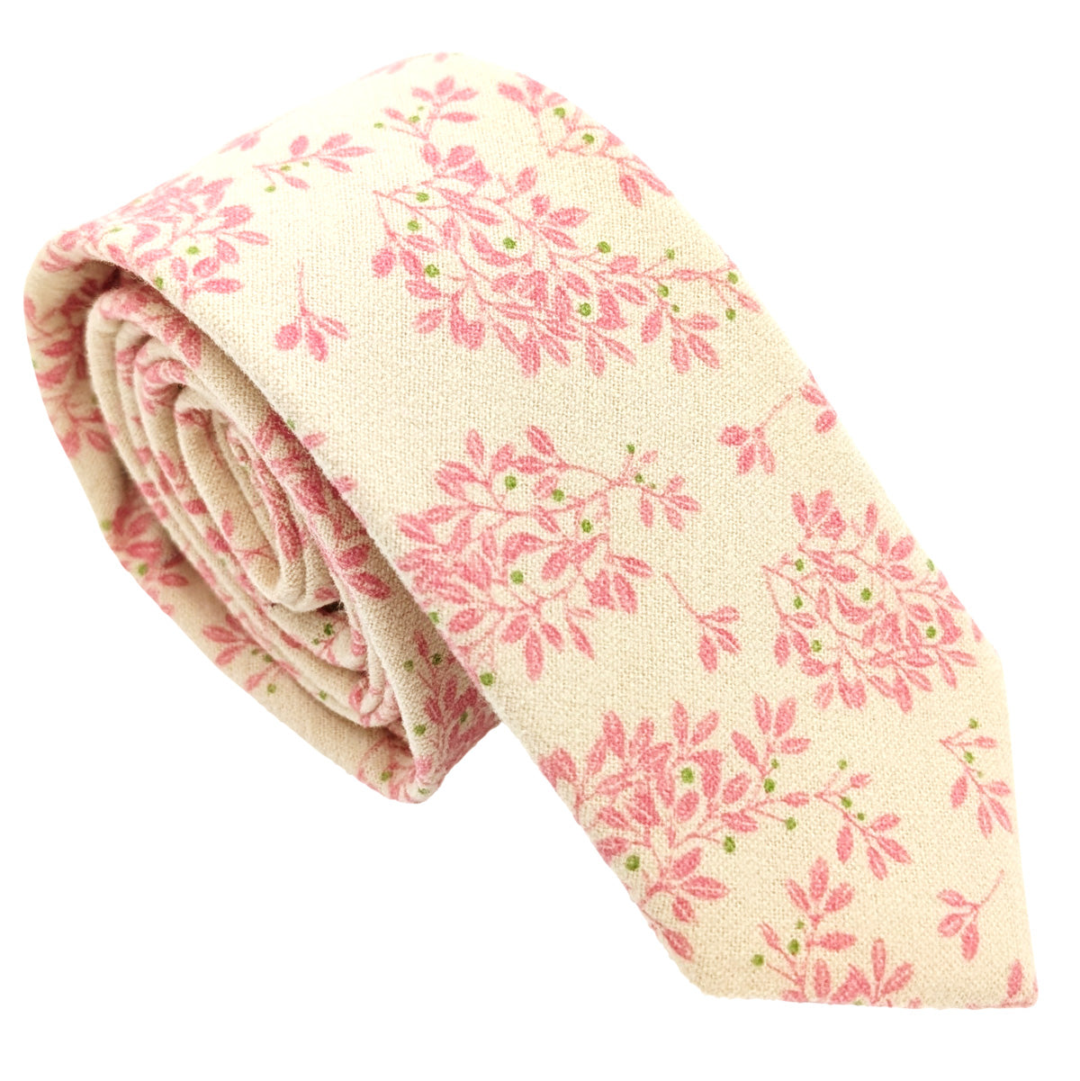 Pink-Leaves-Brushed-Cotton-Wedding-Tie