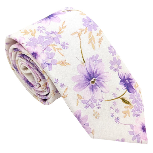 Purple-Posy-Cotton-Wedding-Tie