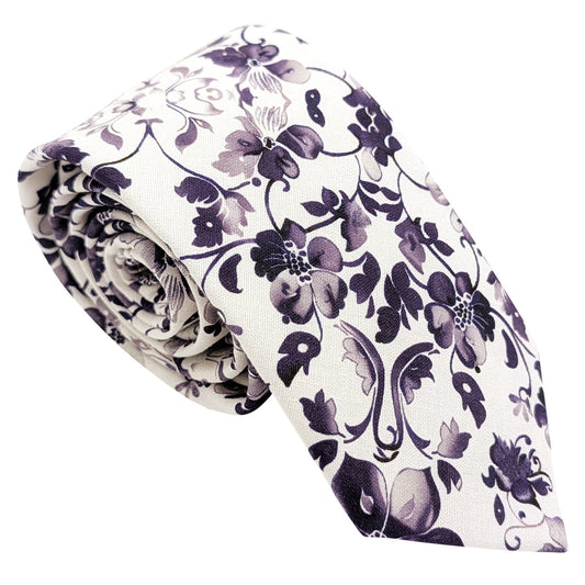 Purple-Vintage-Floral-Cotton-Wedding-Tie