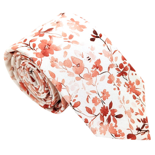 Red-Botanical-Cotton-Wedding-Tie