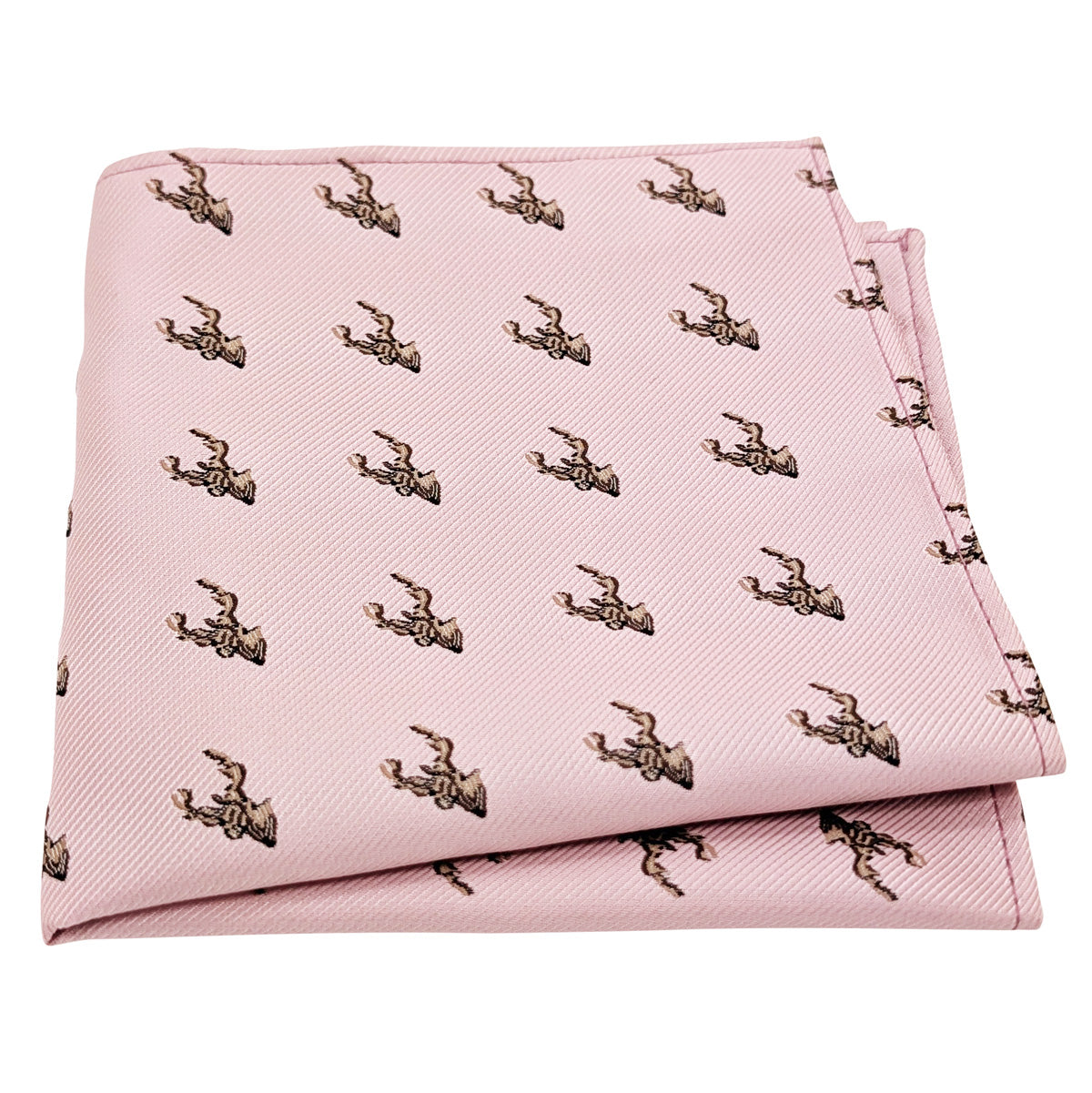 Rose Pink Stags Pocket Square