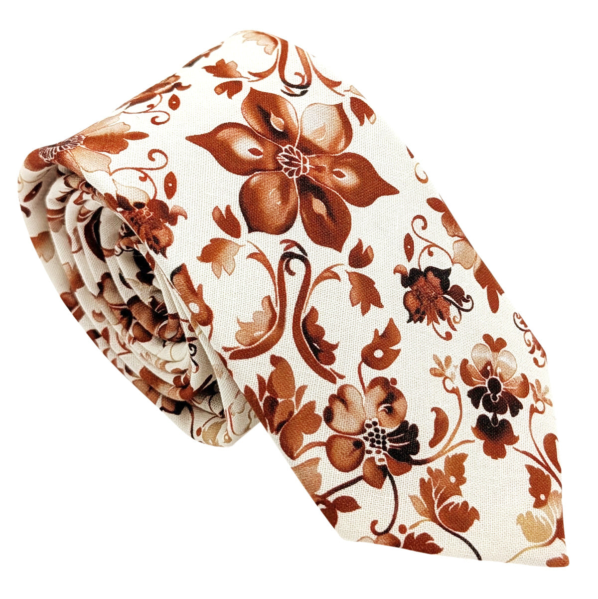 Rust-Vintage-Floral-Cotton-Wedding-Tie