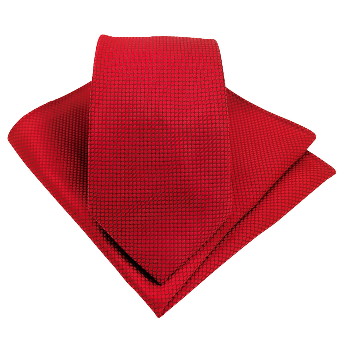 Scarlet Textured Wedding Tie and Pocket Square Set