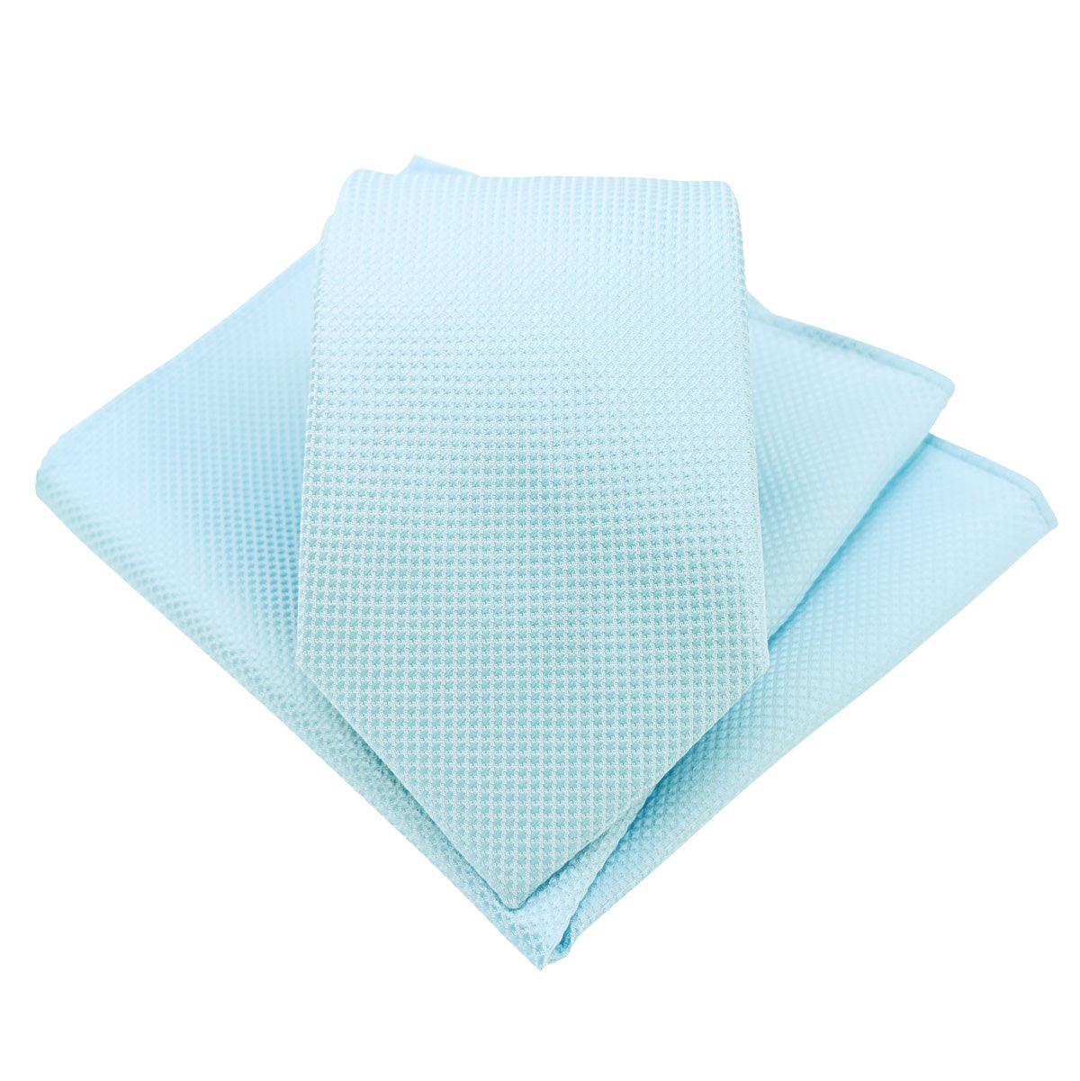 Sky Textured Wedding Tie and Pocket Square Set