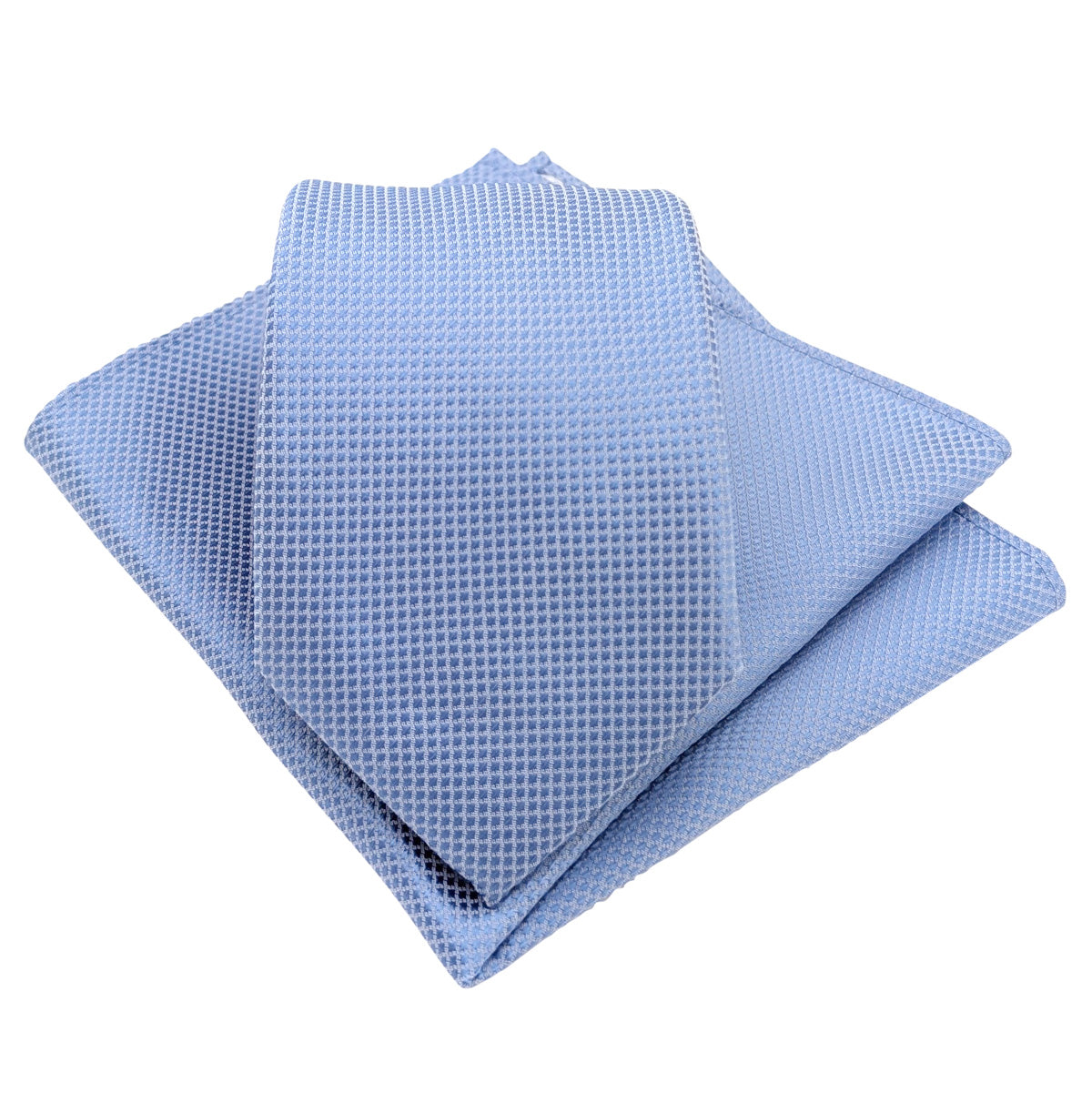 Steel Blue Textured Wedding Tie and Pocket Square Set