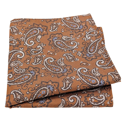 Tan-Paisley-Silk-Pocket-Square