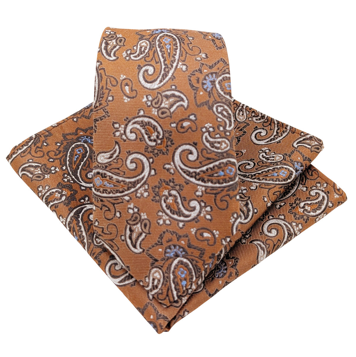 Tan-Paisley-Silk-Wedding-Tie-and-Pocket-Square-Set
