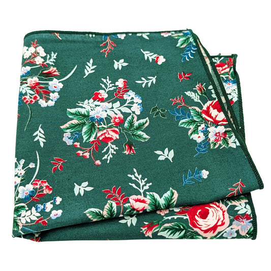 Teal-Tropical-Floral-Cotton-Pocket-square