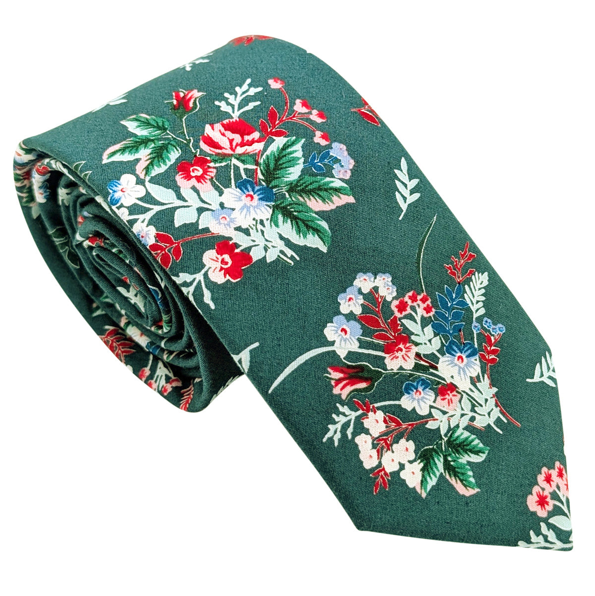 Teal-Tropical-Floral-Cotton-Wedding-Tie