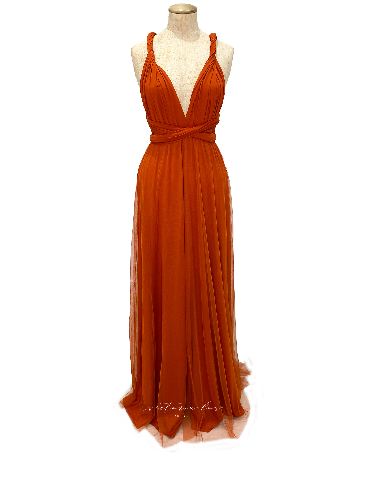 Matching Tie Swatch - Burnt Orange Dress from Victoria Lou Bridal