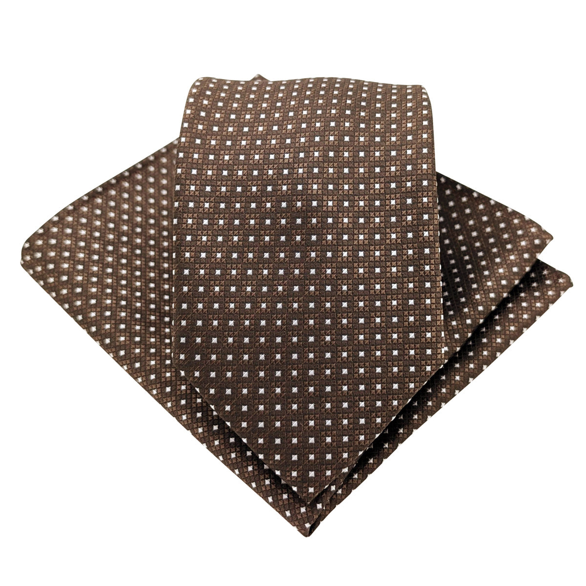Walnut Diamonds Wedding Tie and Pocket Square Set