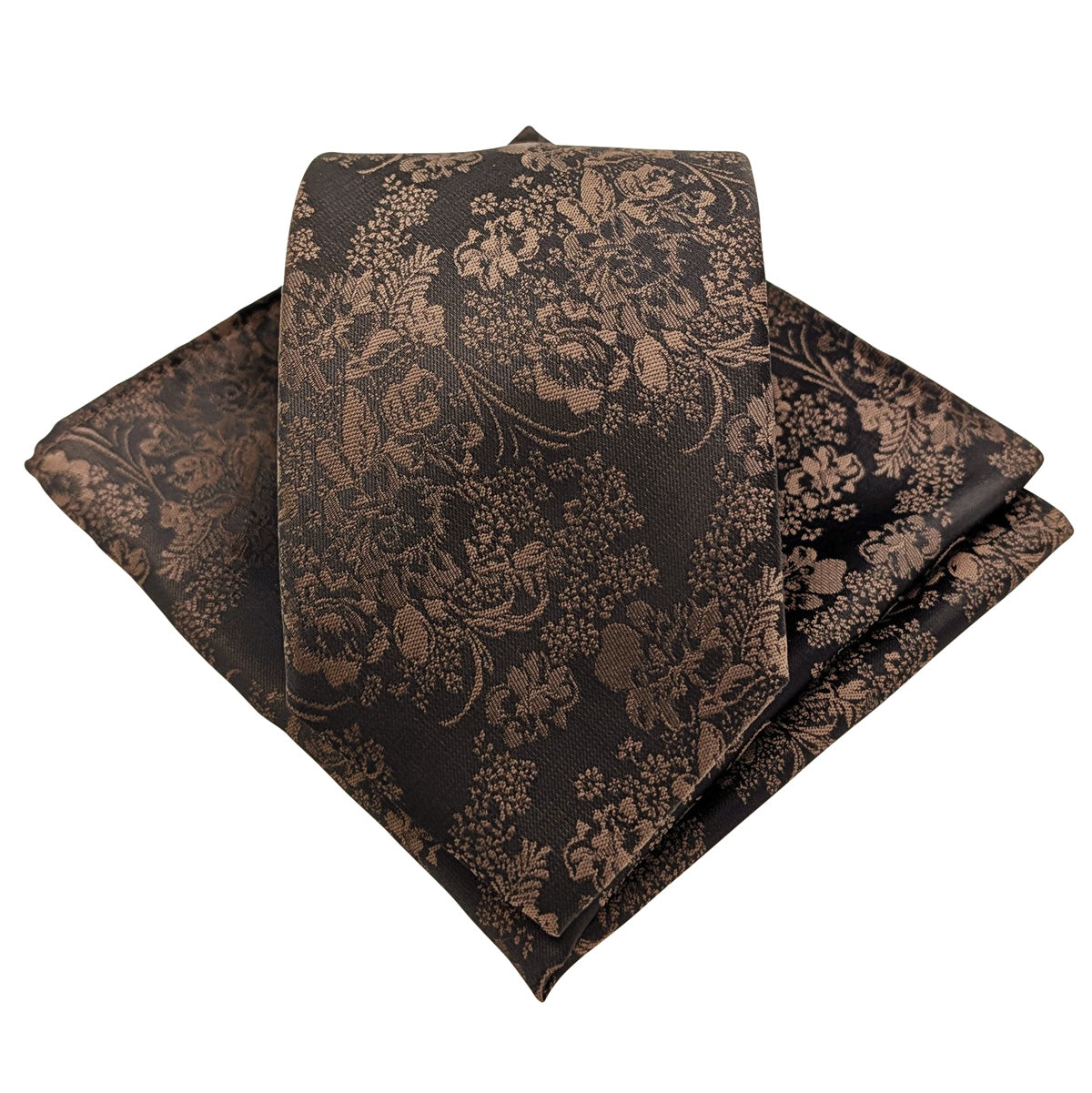 Walnut Floral Wedding Tie and Pocket Square Set
