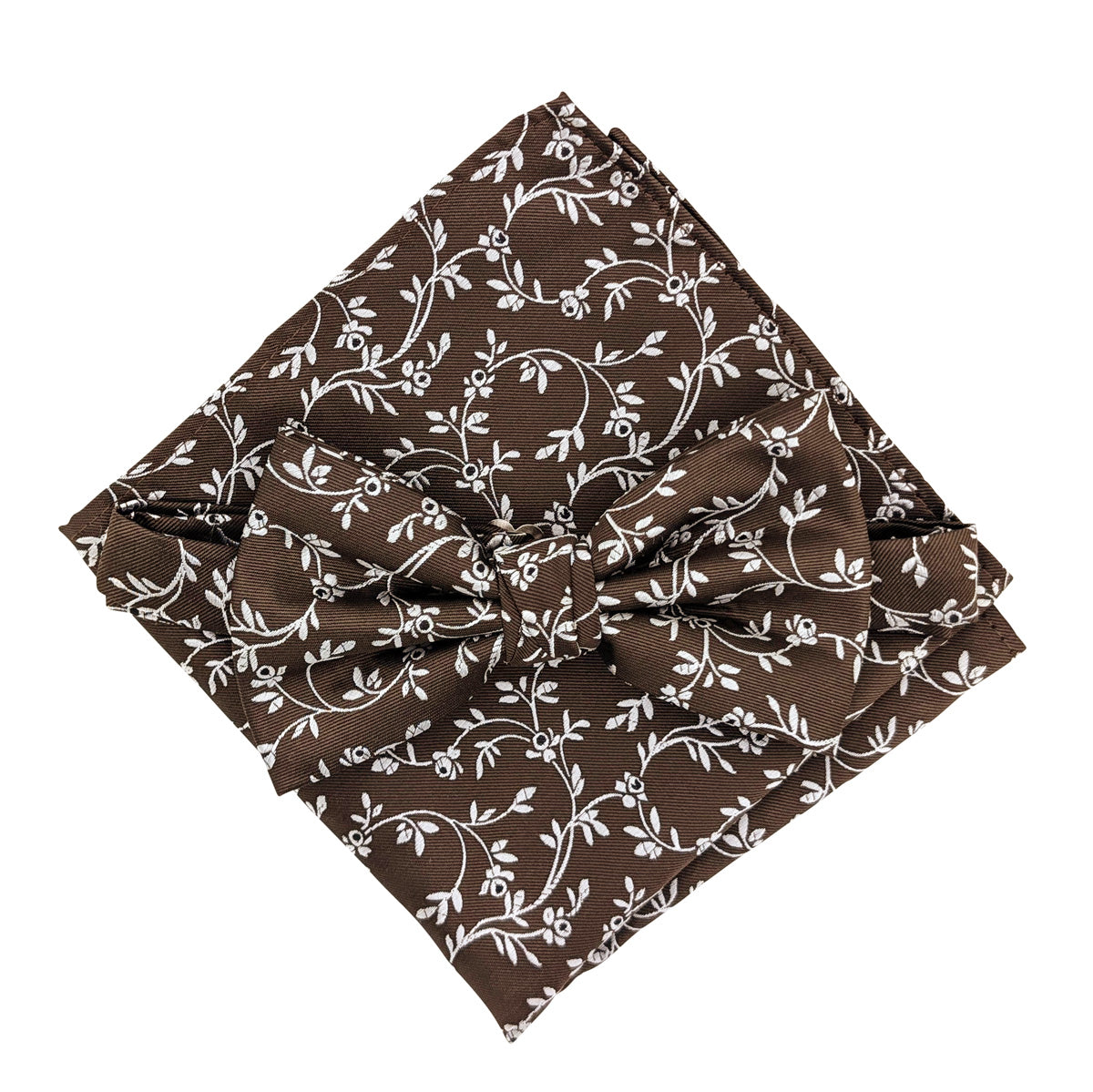 Walnut Leaves bow tie and matching pocket square