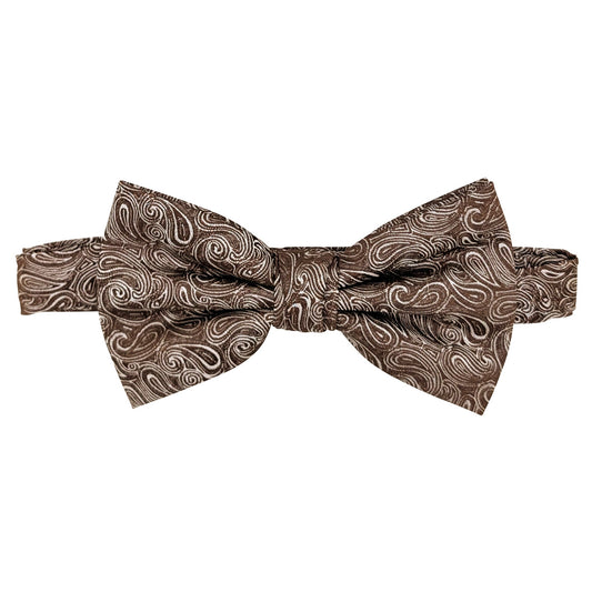 Walnut Paisley Bow Tie on an adjustable neckstrap