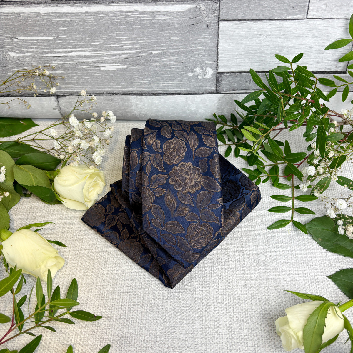 Walnut Roses Tie and Matching Pocket Square