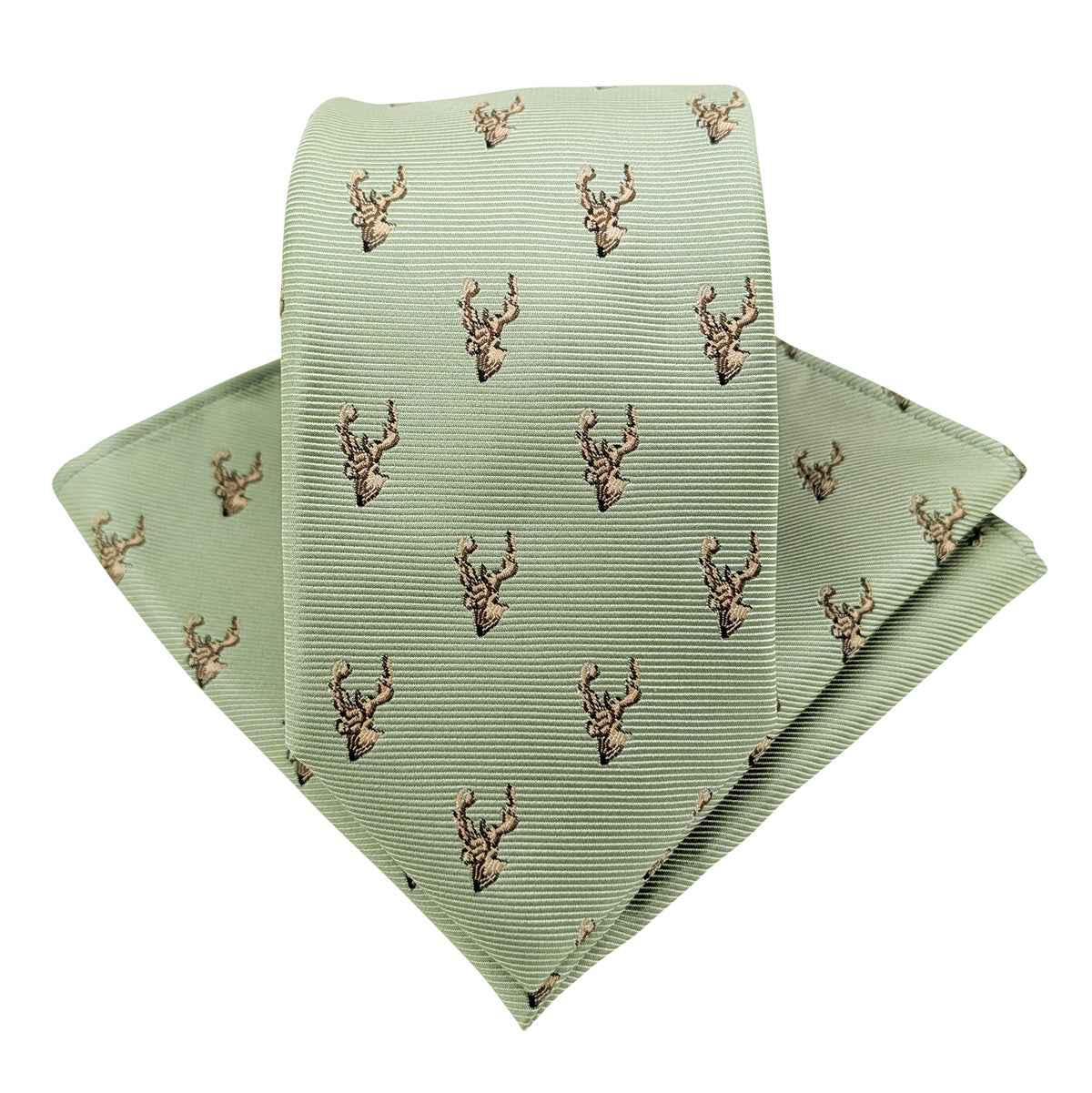 Wild Sage Stags Wedding Tie and Pocket Square Set