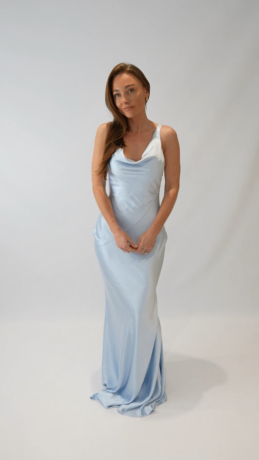 Ice Blue Satin Dress Match - from Victoria Lou Bridal