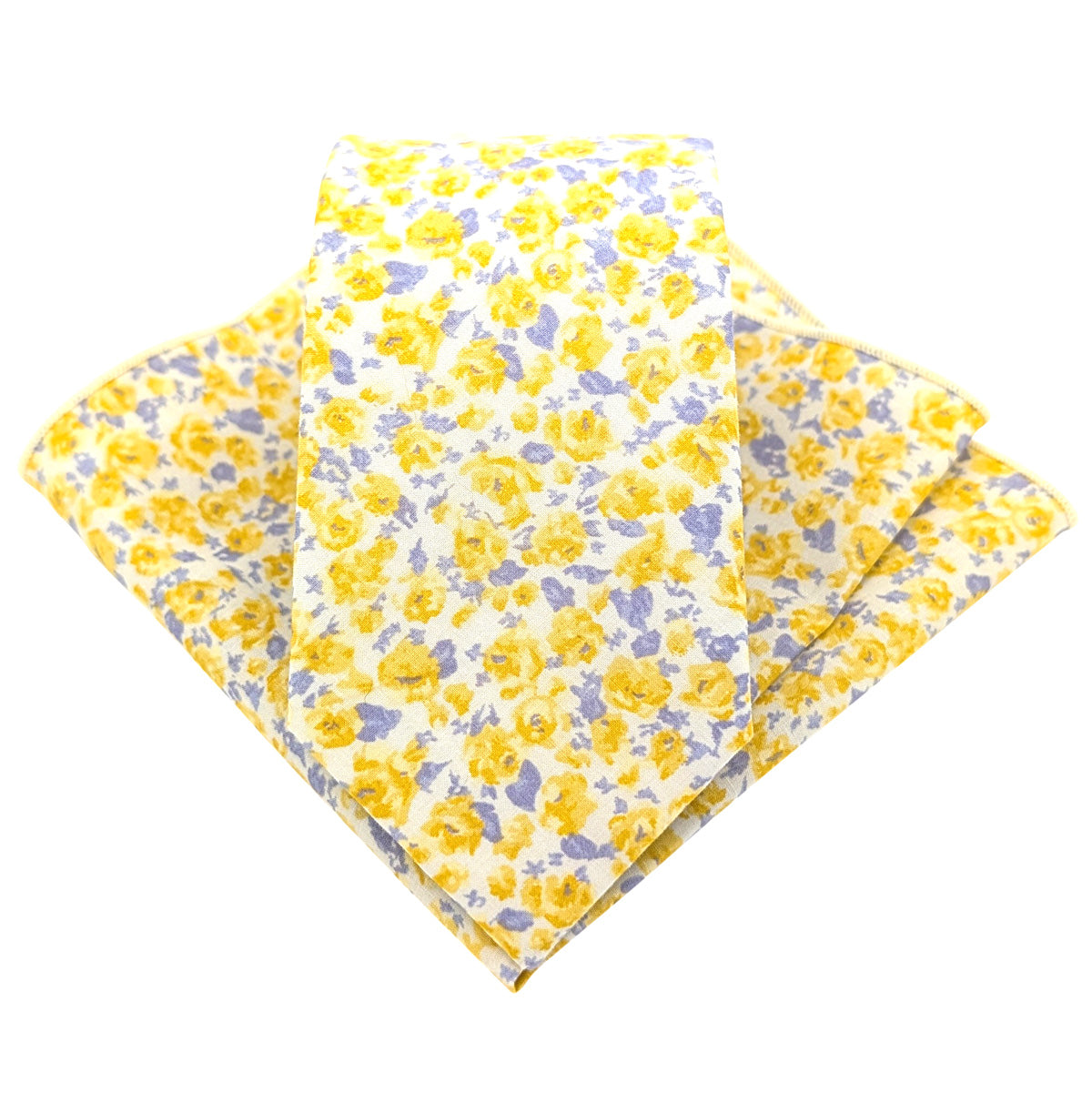 Yellow-Ditsy-Floral-Cotton-Tie-and-hanky-set