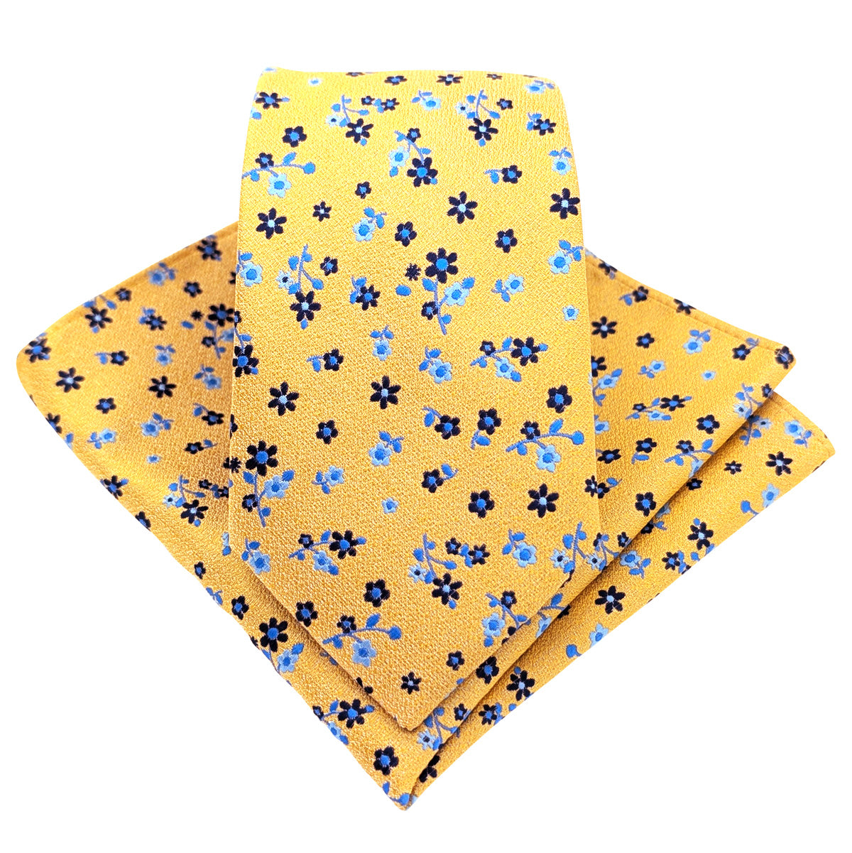 Yellow-Ditsy-Floral-Wedding-Tie-and-Pocket-Square-Set