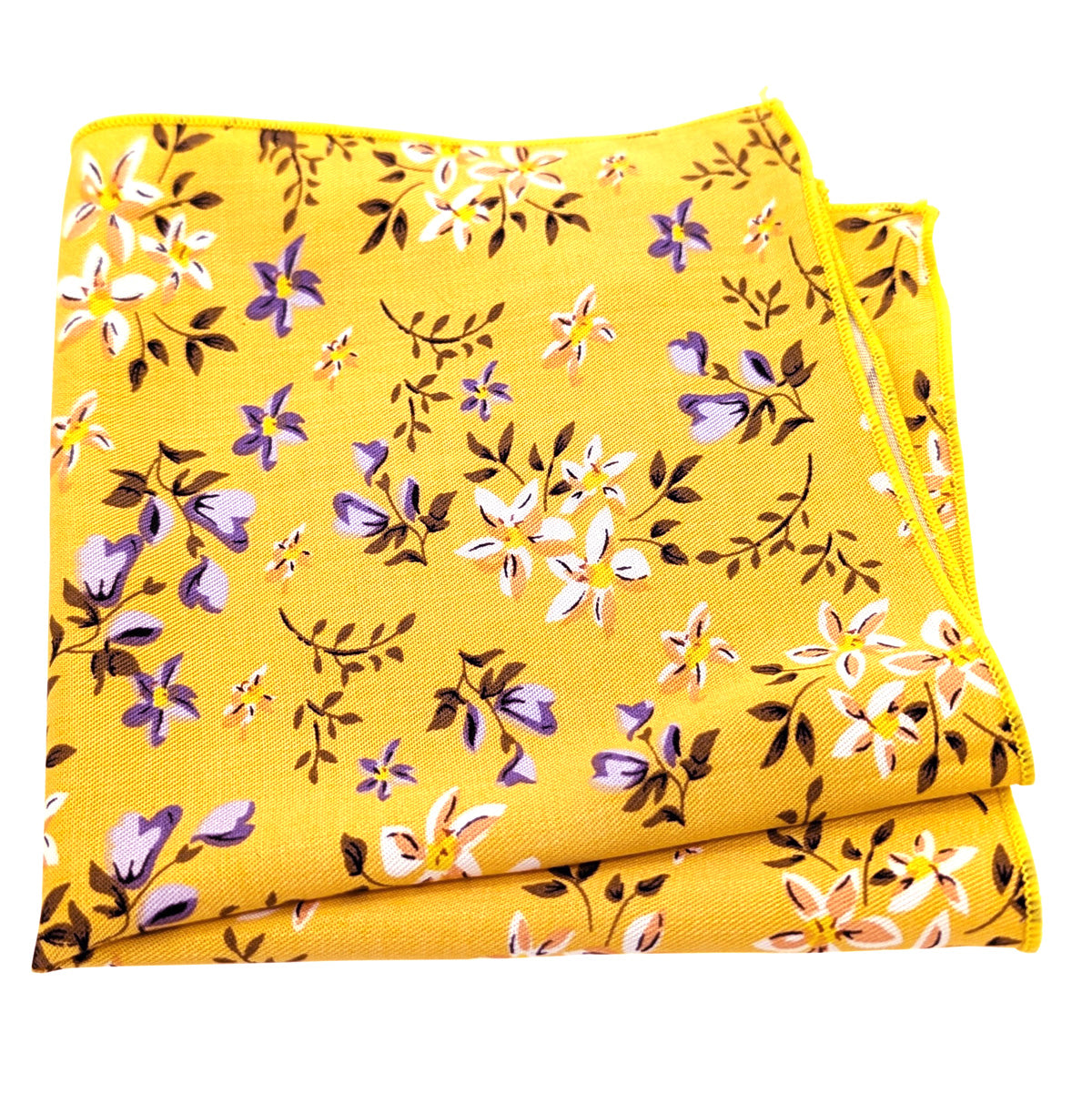 Yellow-Floral-Cotton-Pocket-square
