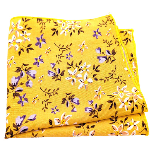 Yellow-Floral-Cotton-Pocket-square