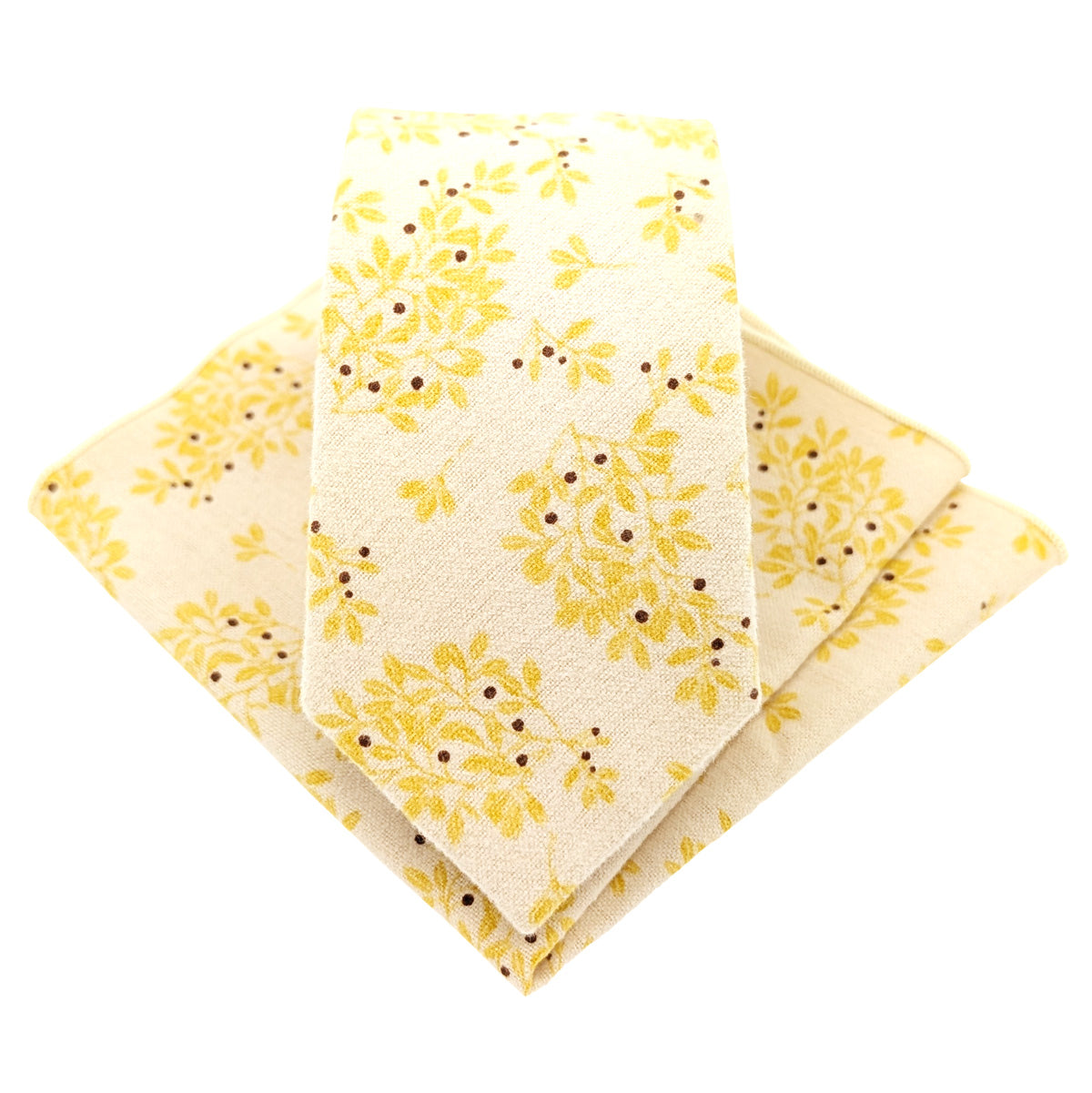 Yellow-Leaves-Brushed-Cotton-Tie-and-hanky-set