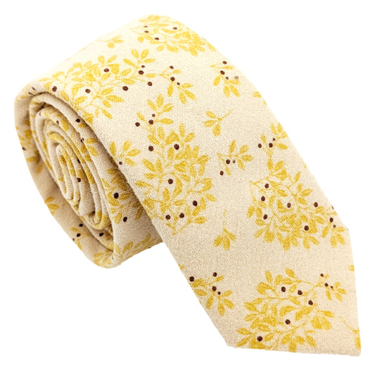 Yellow-Leaves-Brushed-Cotton-Wedding-Tie