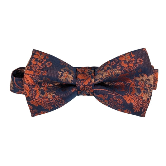 Navy & Orange Floral Boys Bow Ties