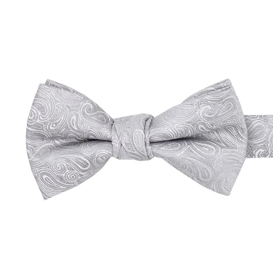 Pearl Grey Paisley Boys Bow Ties