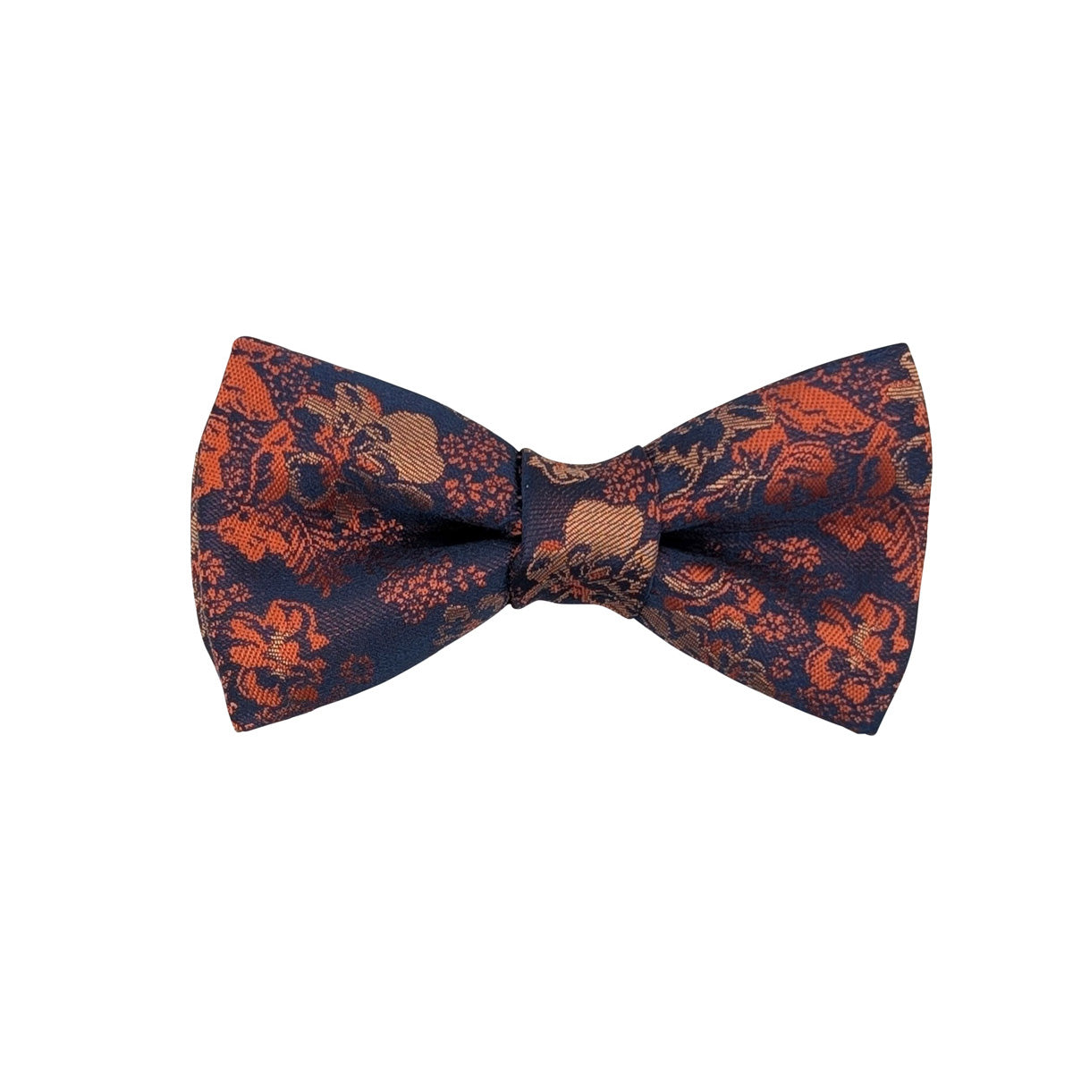 Navy & Orange Floral Hair Bow