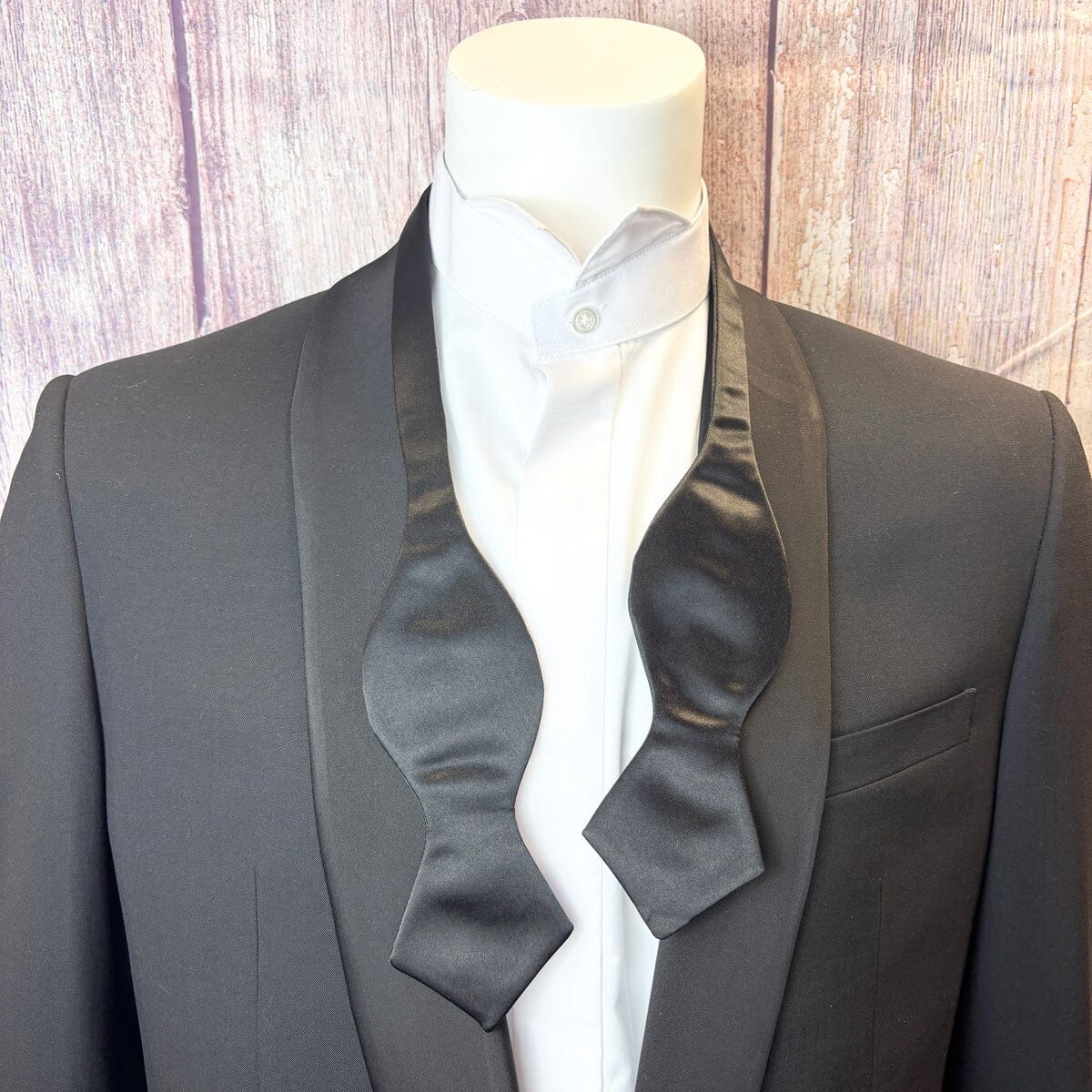 Black Satin Diamond-Point Bow Tie - Bow Ties - 