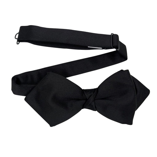 Black Satin Diamond-Point Bow Tie - Bow Ties - Pre-Tied 