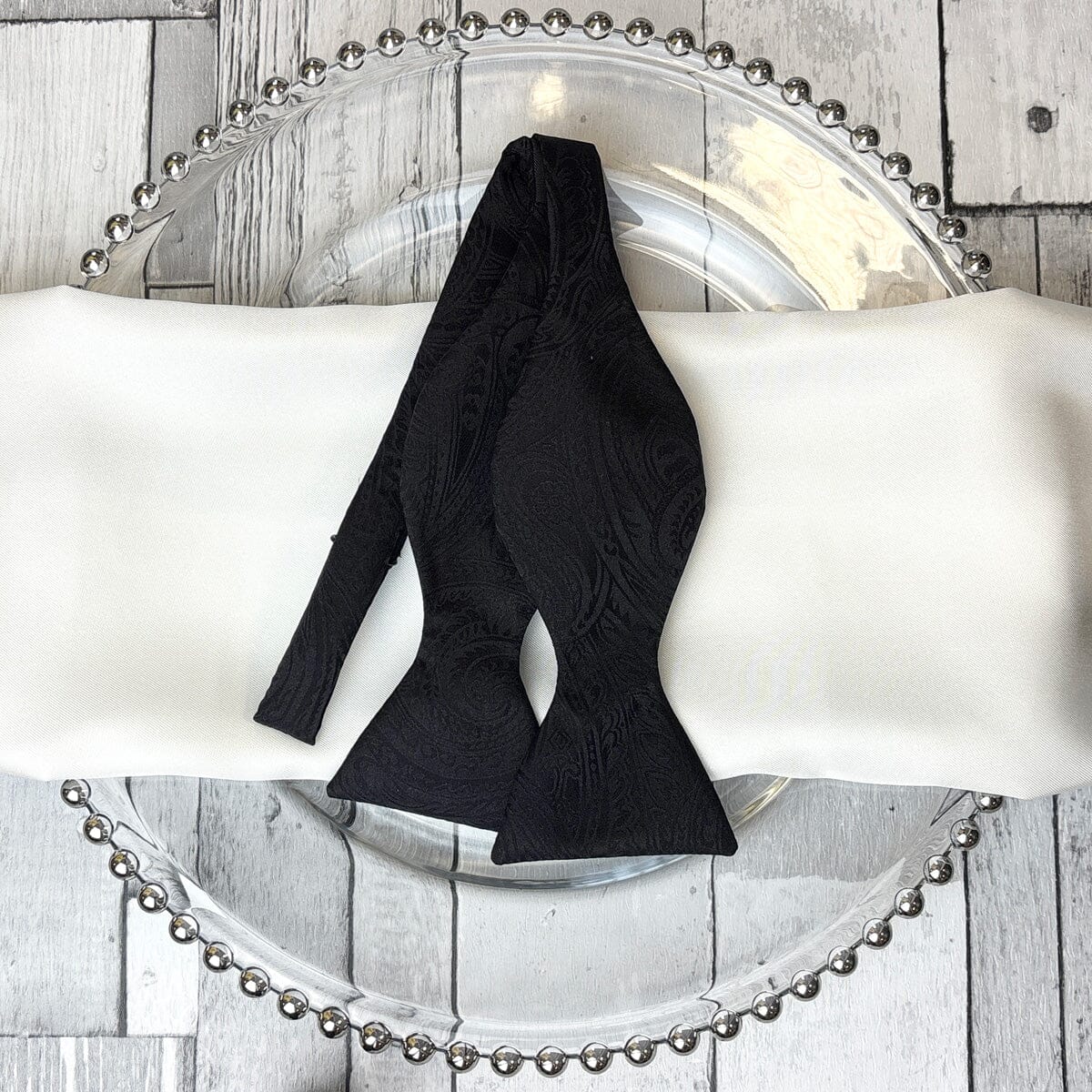 Black Silk Paisley Bow Tie - Bow Ties - 