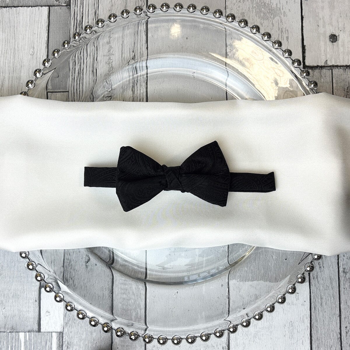 Black Silk Paisley Bow Tie - Bow Ties - 