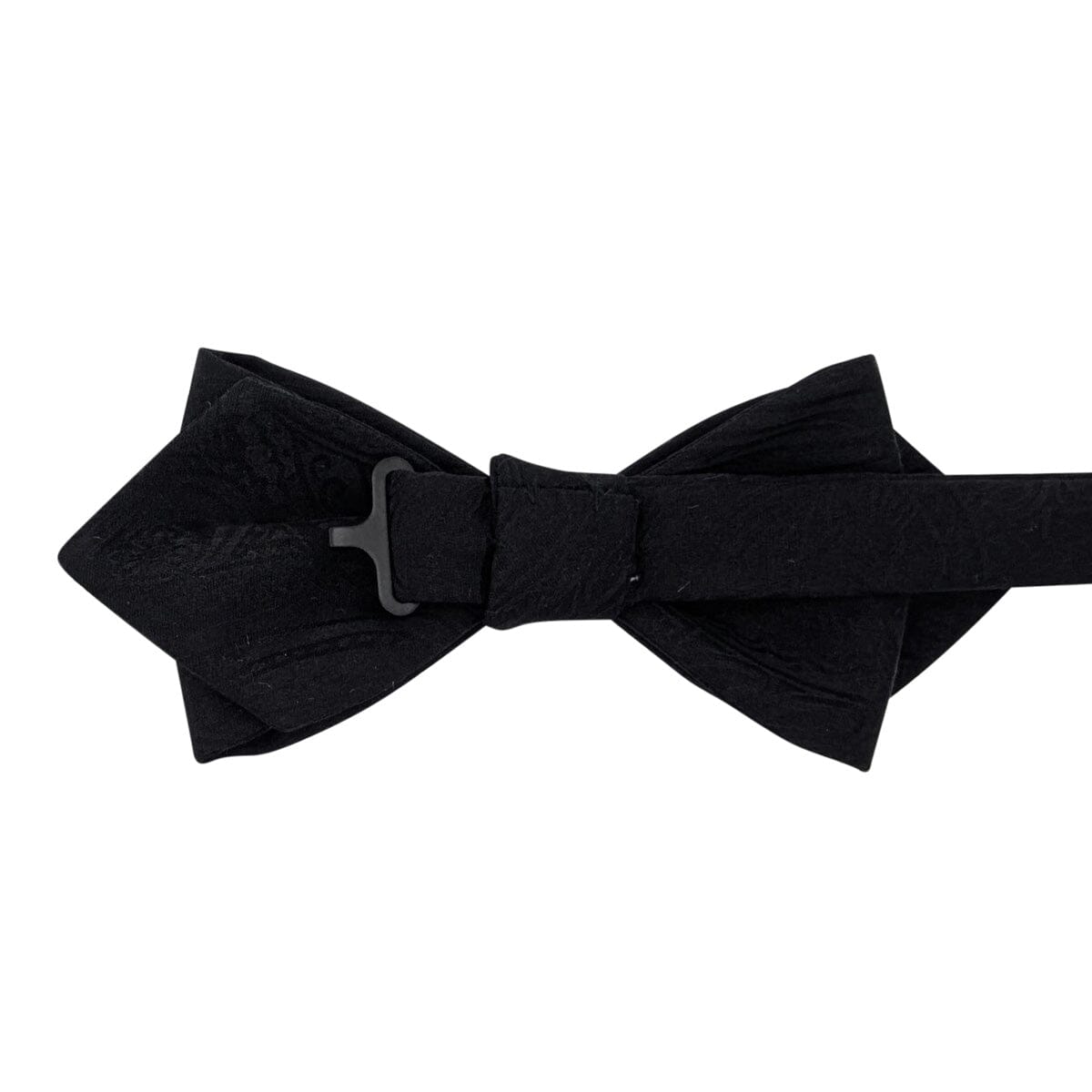 Black Silk Paisley Diamond Point Bow Tie - Bow Ties - 