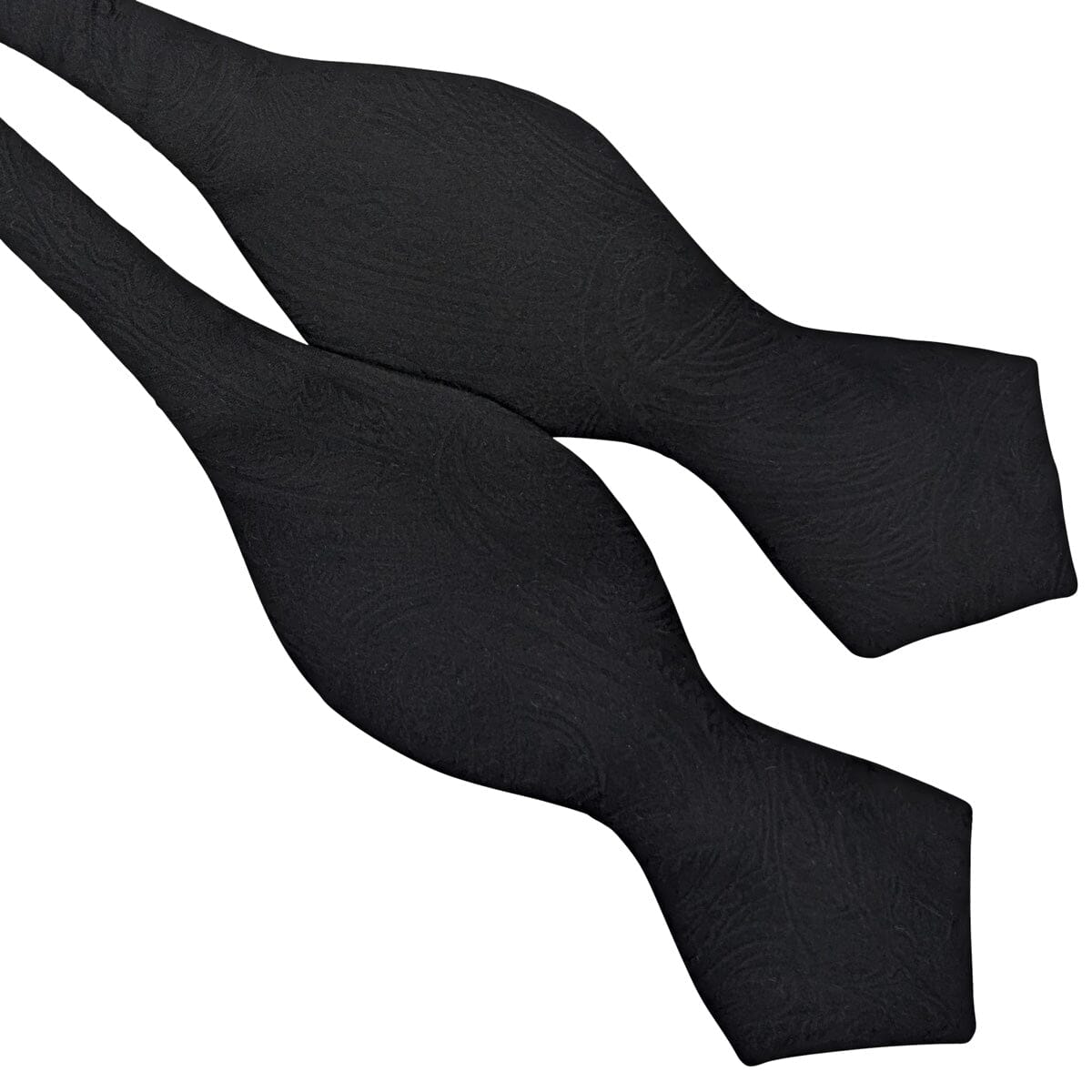 Black Silk Paisley Diamond Point Bow Tie - Bow Ties - 