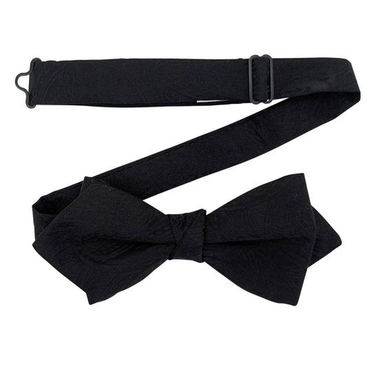 Black Silk Paisley Diamond Point Bow Tie - Bow Ties - Ready-Tied 