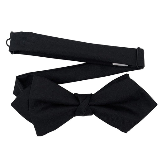 Black Silk Twill Diamond Point Bow Tie - Bow Ties - Ready-Tied 