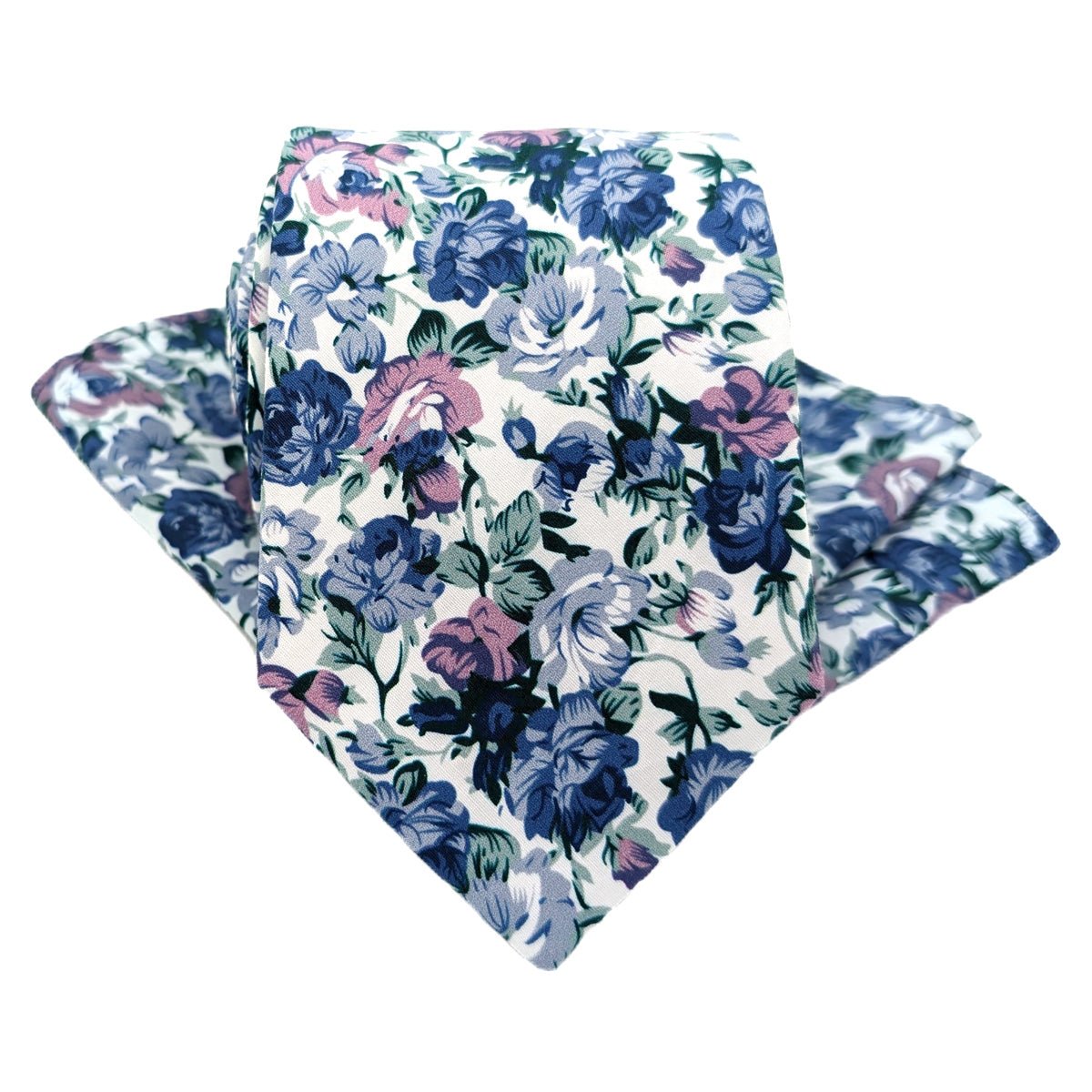 Blue Blossom Cotton Pocket Square - Wedding Pocket Square - Swagger & Swoon